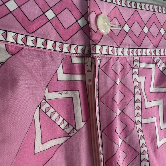 EMILIO PUCCI Silk skirt Zigzag pattern pink Sz US 14 - Picture 4 of 13